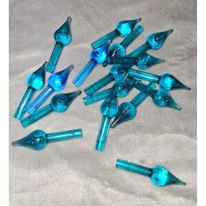 17 Vintage Blue Ceramic Christmas Tree Replacement Peg Bulbs 1.5"